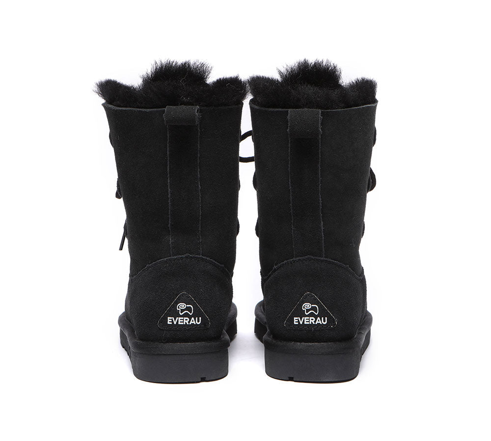 UGG Boots - Lace-up Sheepskin Boots Women Tall Stark