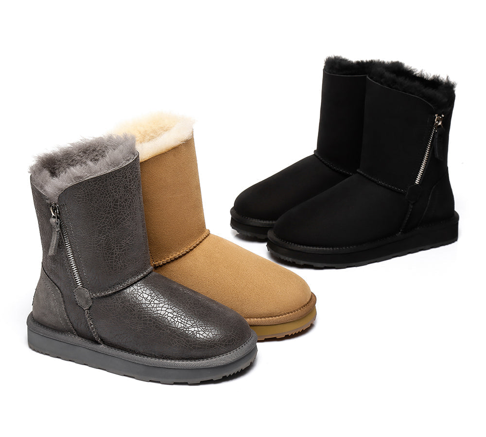 UGG Boots - Sheepskin Zipper Short Women Boots Zipporah
