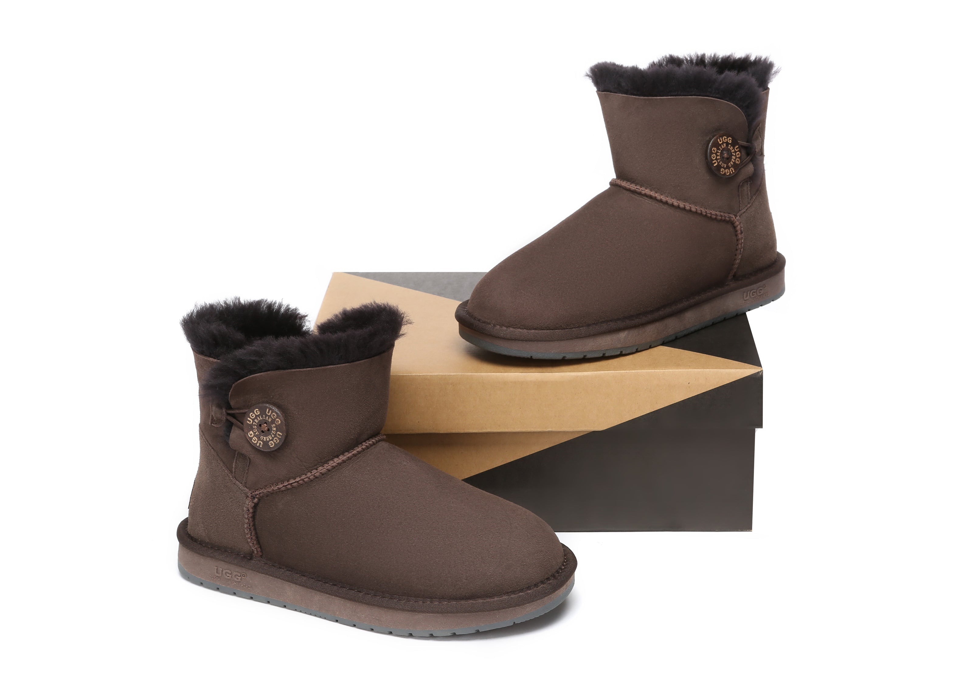 UGG Boots - UGG Boots Australia Premium Double Face Sheepskin Mini Button Boots