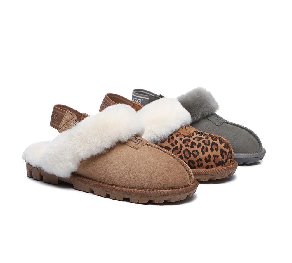 UGG Slippers - AUSTRALIAN SHEPHERDยฎ UGG Sheepskin Wool Removable Strap Slingback Slippers Suzie