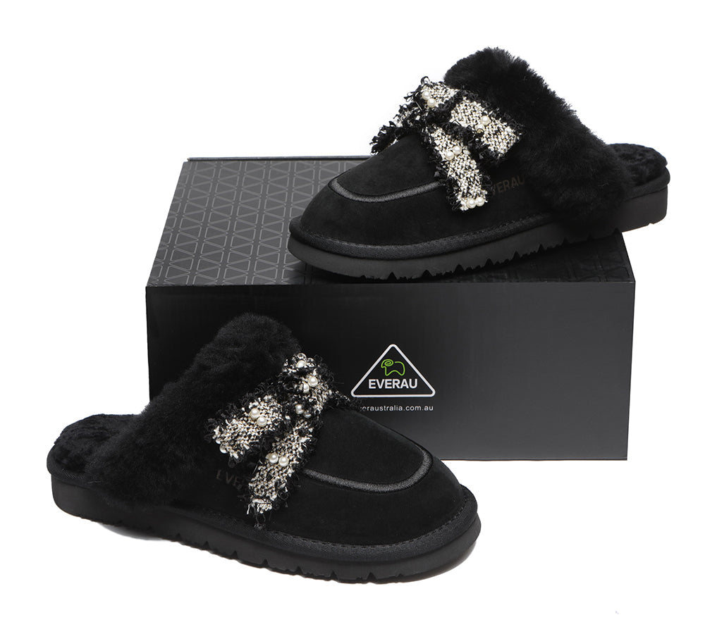 UGG Slippers - Premium Sheepskin Bow Slipper Women Barbra