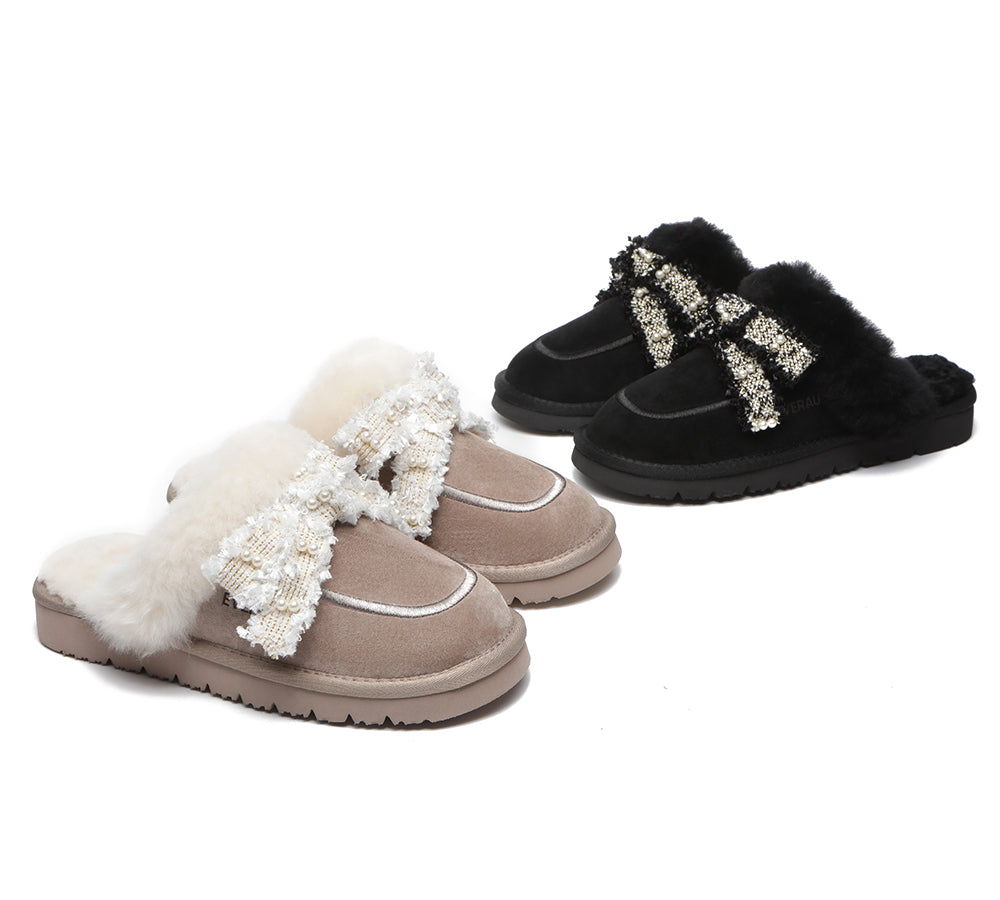 UGG Slippers - Premium Sheepskin Bow Slipper Women Barbra