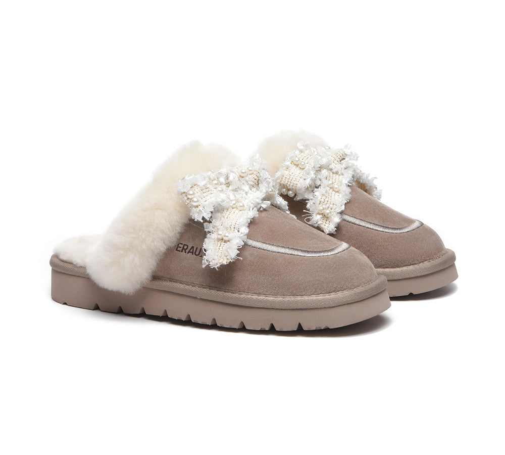 UGG Slippers - Premium Sheepskin Bow Slipper Women Barbra