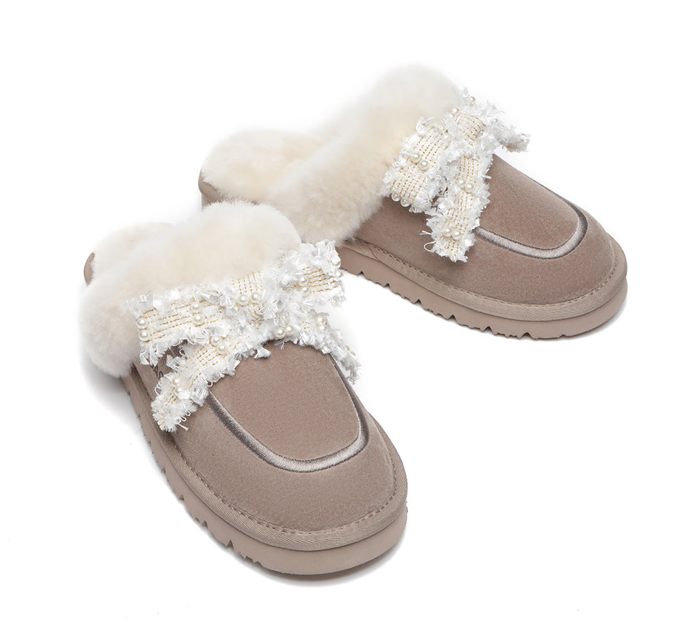 UGG Slippers - Premium Sheepskin Bow Slipper Women Barbra