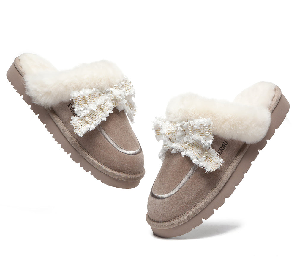 UGG Slippers - Premium Sheepskin Bow Slipper Women Barbra