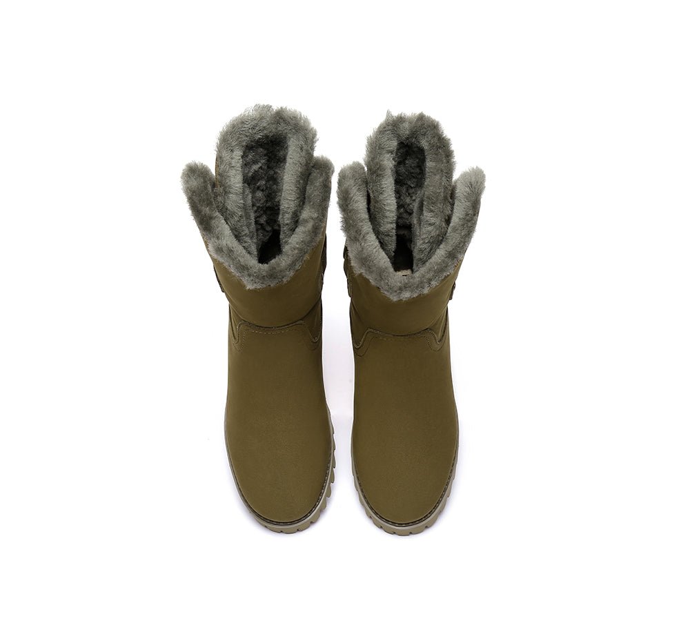 Urban UGG Boots Women Fashion Mid Calf Tina - UGG Boots - Khaki - 35 - Uggoutlet