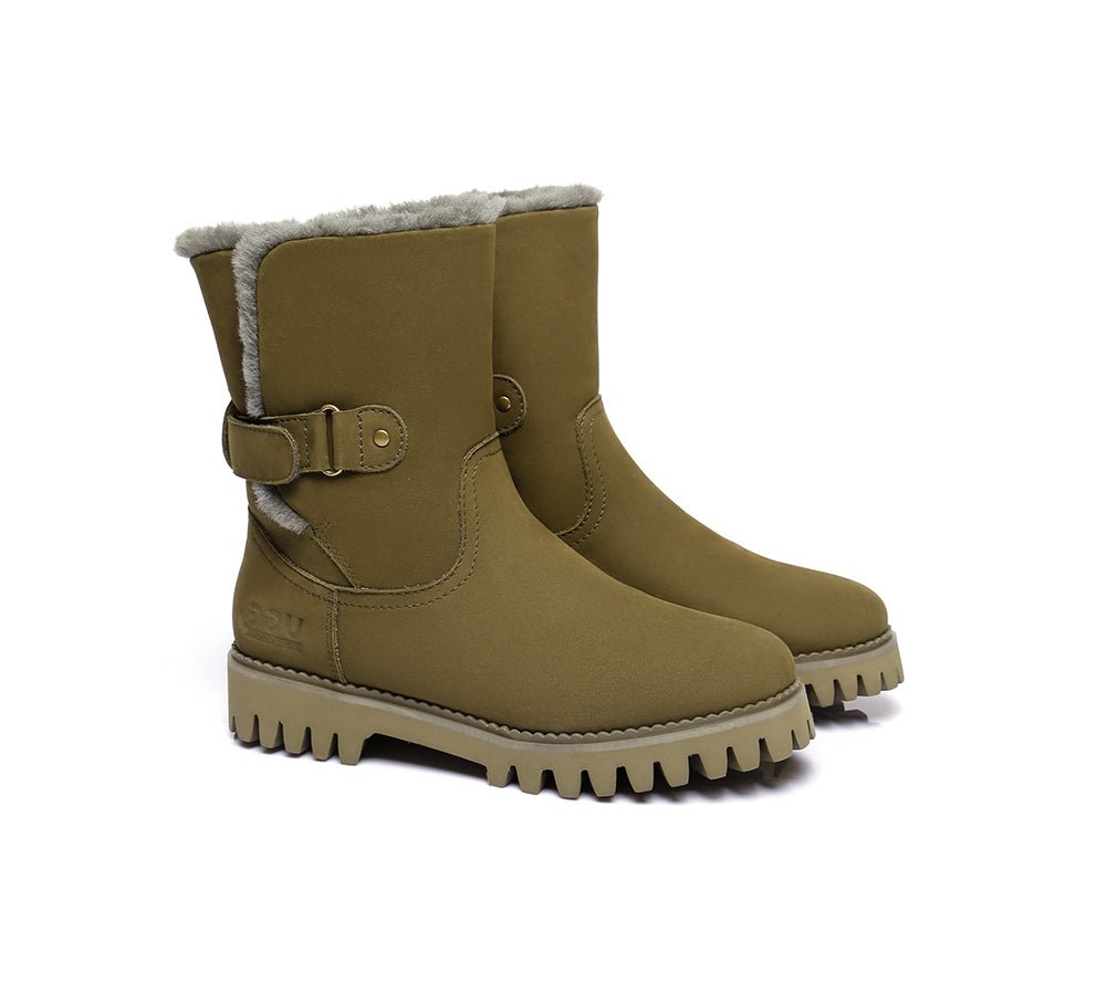 Urban UGG Boots Women Fashion Mid Calf Tina - UGG Boots - Khaki - 35 - Uggoutlet