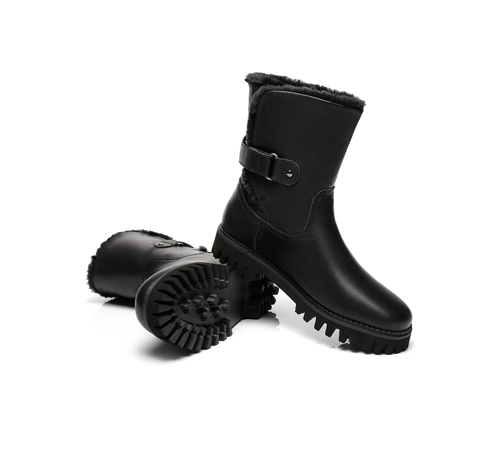 Urban UGG Boots Women Fashion Mid Calf Tina - UGG Boots - Nappa Black - 35 - Uggoutlet