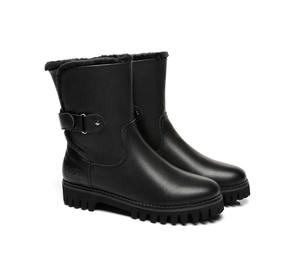 Urban UGG Boots Women Fashion Mid Calf Tina - UGG Boots - Nappa Black - 35 - Uggoutlet
