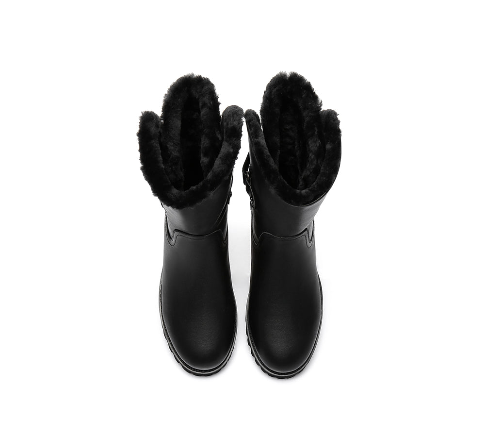 Urban UGG Boots Women Fashion Mid Calf Tina - UGG Boots - Nappa Black - 35 - Uggoutlet