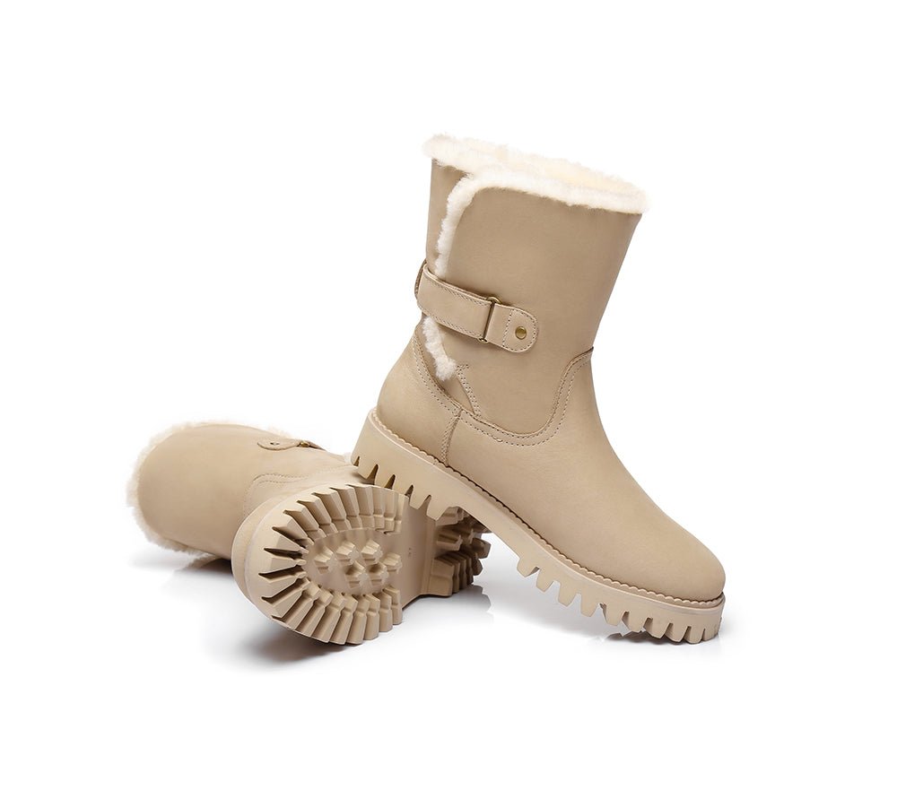 Urban UGG Boots Women Fashion Mid Calf Tina - UGG Boots - Sand - 35 - Uggoutlet