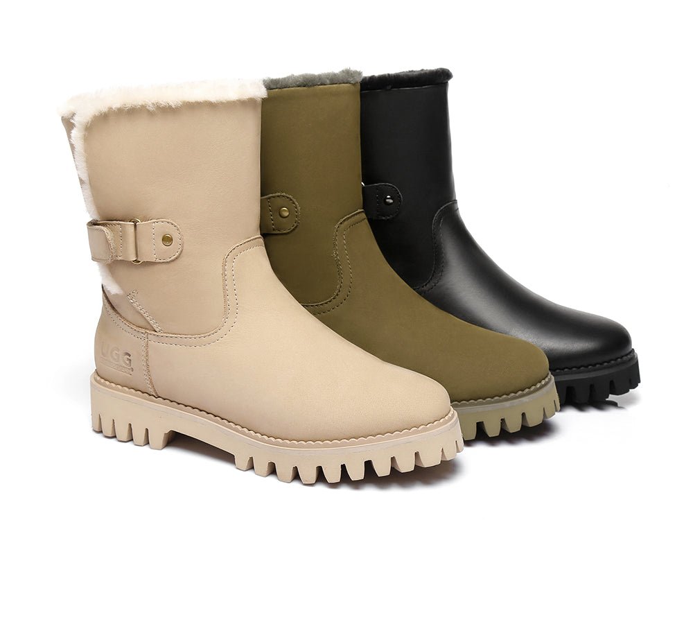 Urban UGG Boots Women Fashion Mid Calf Tina - UGG Boots - Sand - 35 - Uggoutlet