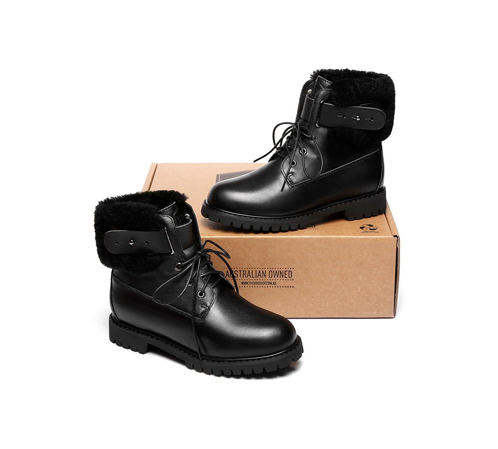 Urban Women Boots Lace Up Fashion Martin - UGG Boots - Black - AU Ladies 4 / AU Men 2 / EU 35 - Uggoutlet