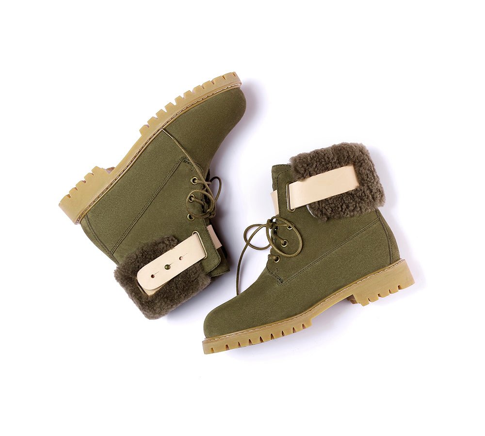 Urban Women Boots Lace Up Fashion Martin - UGG Boots - Green - AU Ladies 4 / AU Men 2 / EU 35 - Uggoutlet