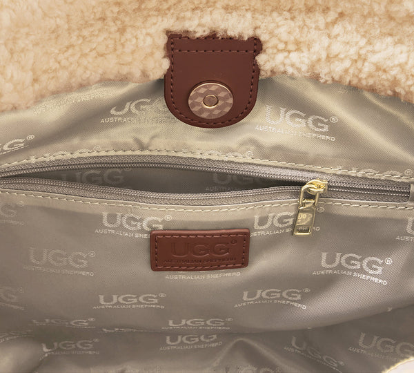 AUSTRALIAN SHEPHERD® Suede Shearling Tote Bag Over Shoulder Diana UGG AUSTRALIAN SHEPHERD
