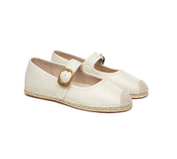 EVERAU® Women Leather Adjustable Buckle Flat Espadrilles Mila - UGG EXPRESS