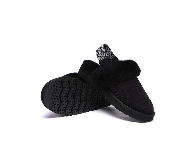 EVERAU® UGG Slippers Women Sheepskin Wool Removable Strap Slingback Corduroy - UGG EXPRESS