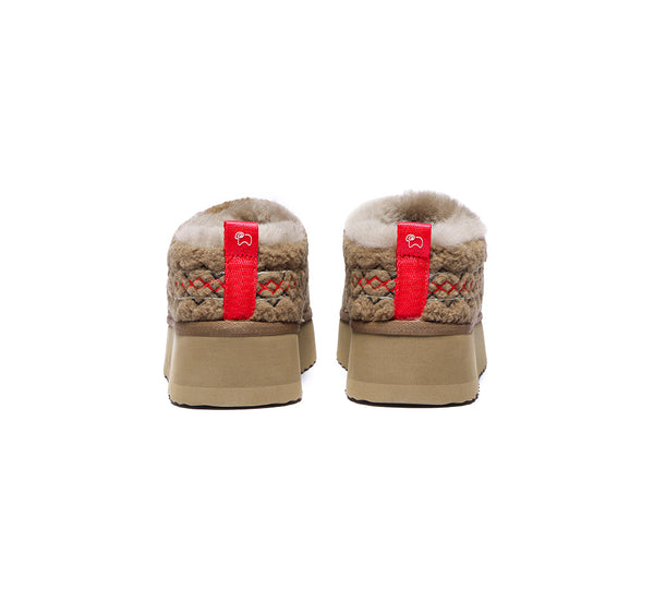 EVERAU® UGG Slippers Sheepskin Wool Plush Ankle Platform Madge - UGG EXPRESS