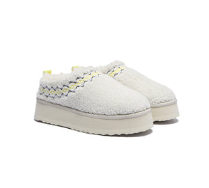 EVERAU® UGG Slippers Sheepskin Wool Plush Ankle Platform Madge - UGG EXPRESS
