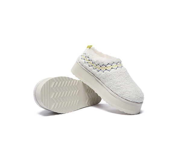 EVERAU® UGG Slippers Sheepskin Wool Plush Ankle Platform Madge - UGG EXPRESS