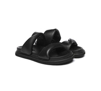 EVERAU?? Women Slides Leather Padded Twist Slip-on Sandals Eloise - UGG EXPRESS
