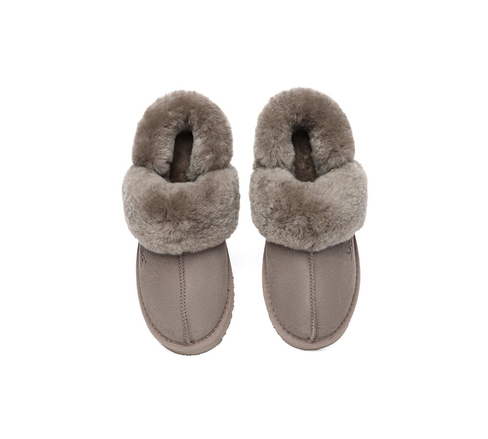 3 - Way Style UGG Women Slippers Removable Wool Strap Slingback Muffin Fluffy - UGG Slippers - Brown - AU Ladies 4 / AU Men 2 / EU 35 - Uggoutlet