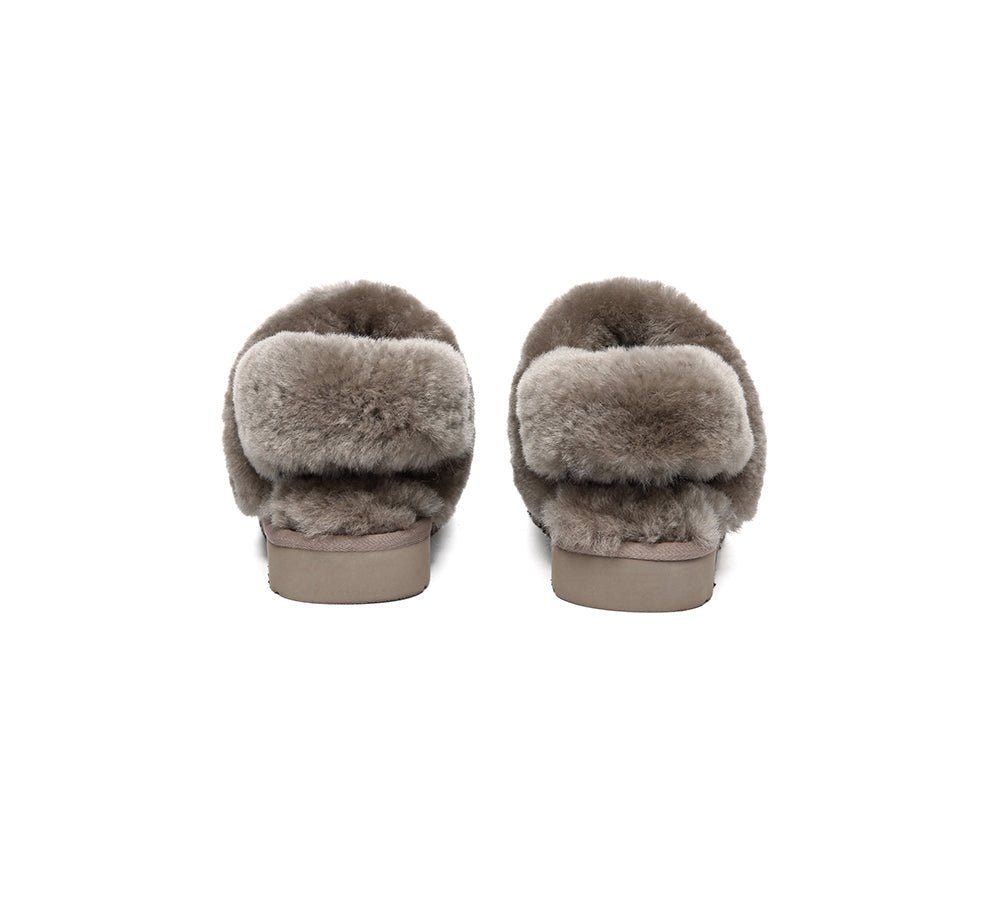 3 - Way Style UGG Women Slippers Removable Wool Strap Slingback Muffin Fluffy - UGG Slippers - Brown - AU Ladies 4 / AU Men 2 / EU 35 - Uggoutlet