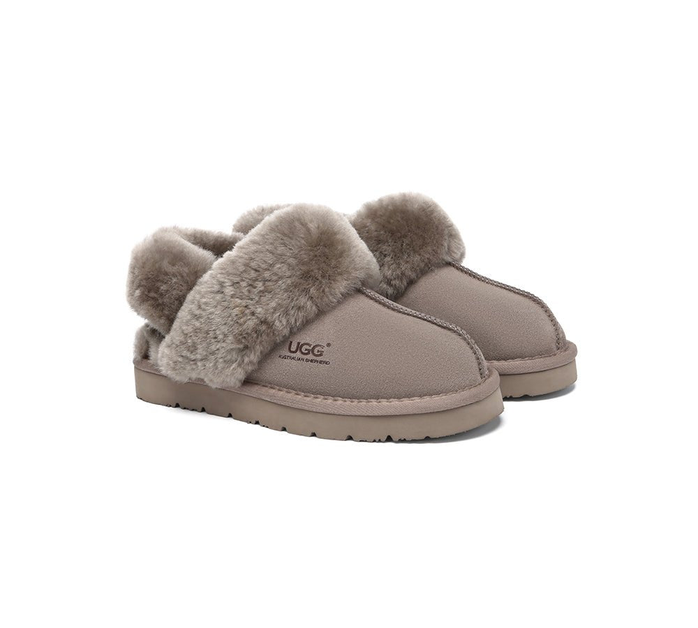 3 - Way Style UGG Women Slippers Removable Wool Strap Slingback Muffin Fluffy - UGG Slippers - Brown - AU Ladies 4 / AU Men 2 / EU 35 - Uggoutlet