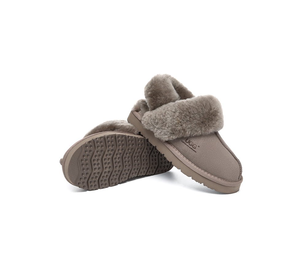 3 - Way Style UGG Women Slippers Removable Wool Strap Slingback Muffin Fluffy - UGG Slippers - Brown - AU Ladies 4 / AU Men 2 / EU 35 - Uggoutlet