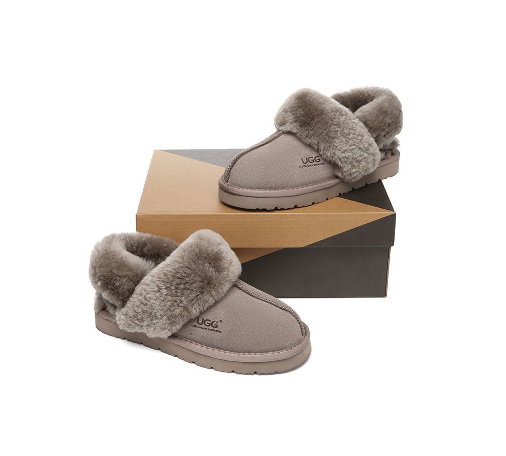 3 - Way Style UGG Women Slippers Removable Wool Strap Slingback Muffin Fluffy - UGG Slippers - Brown - AU Ladies 4 / AU Men 2 / EU 35 - Uggoutlet