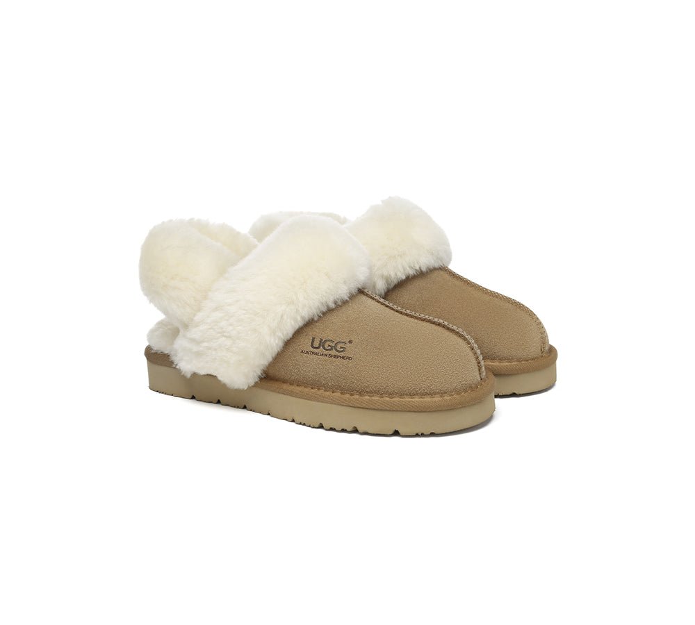 3 - Way Style UGG Women Slippers Removable Wool Strap Slingback Muffin Fluffy - UGG Slippers - Chestnut - AU Ladies 4 / AU Men 2 / EU 35 - Uggoutlet