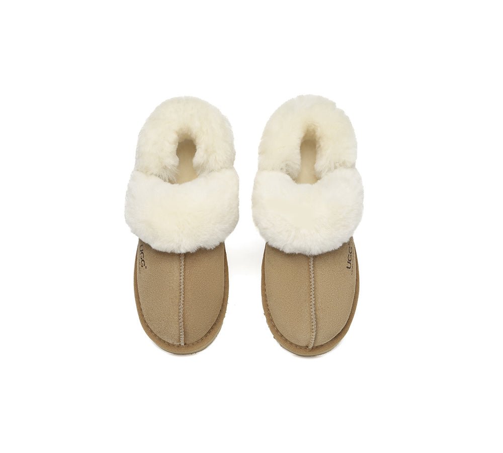 3 - Way Style UGG Women Slippers Removable Wool Strap Slingback Muffin Fluffy - UGG Slippers - Chestnut - AU Ladies 4 / AU Men 2 / EU 35 - Uggoutlet