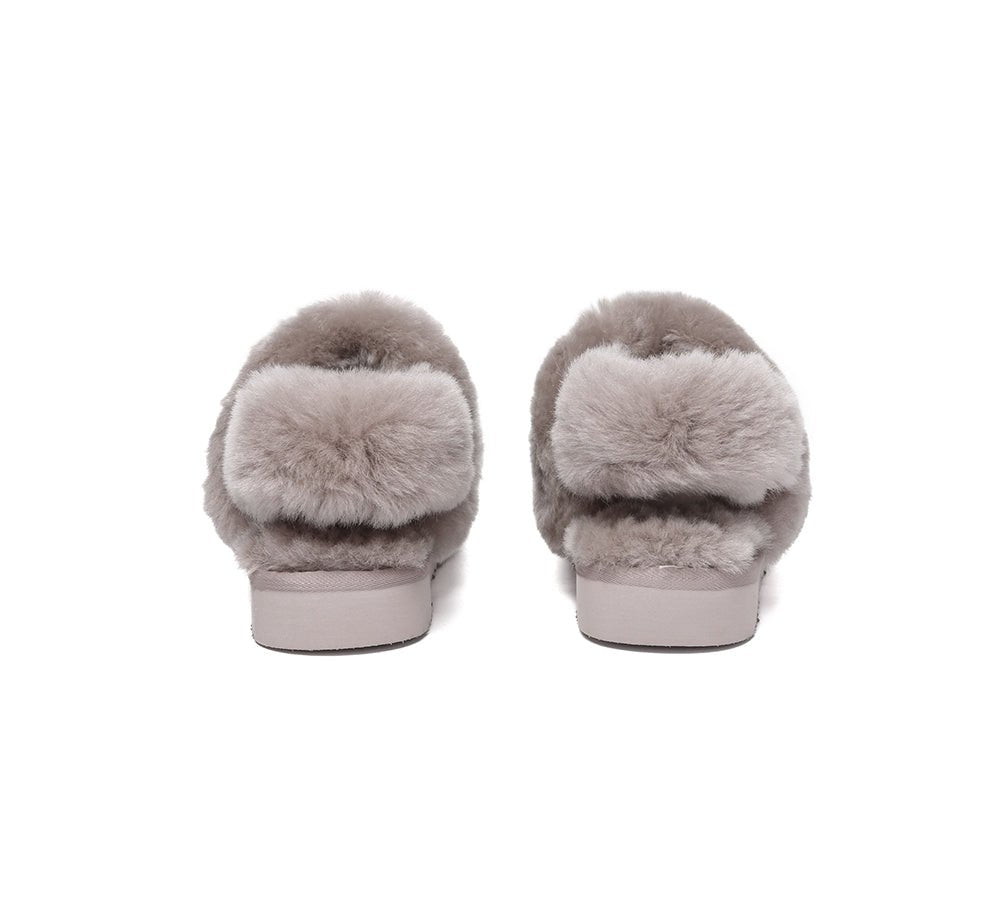 3 - Way Style UGG Women Slippers Removable Wool Strap Slingback Muffin Fluffy - UGG Slippers - Dawn Pink - AU Ladies 4 / AU Men 2 / EU 35 - Uggoutlet
