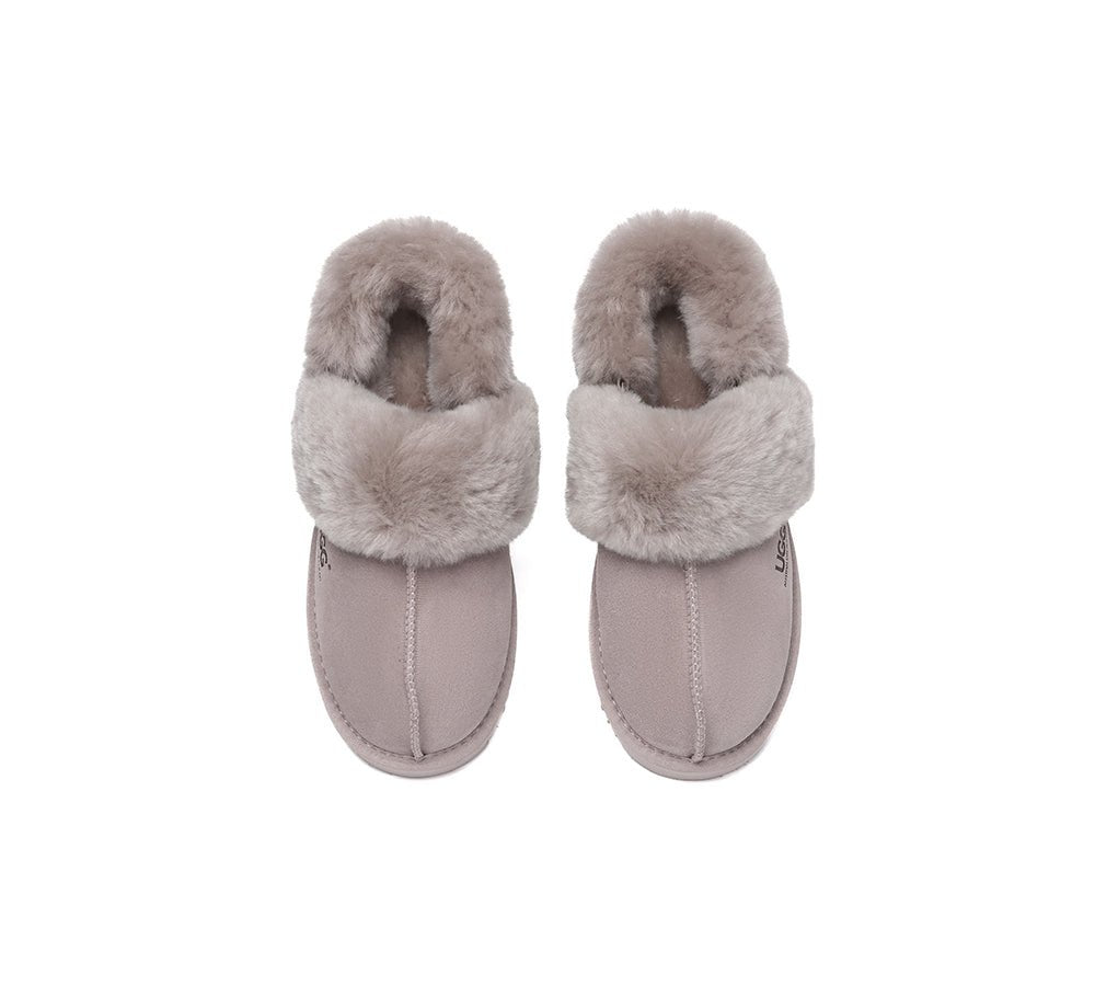 3 - Way Style UGG Women Slippers Removable Wool Strap Slingback Muffin Fluffy - UGG Slippers - Dawn Pink - AU Ladies 4 / AU Men 2 / EU 35 - Uggoutlet