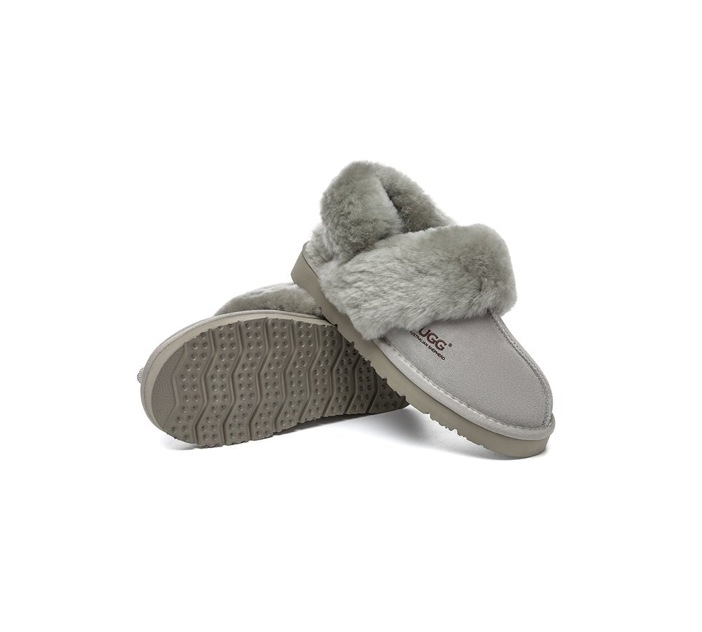 3 - Way Style UGG Women Slippers Removable Wool Strap Slingback Muffin Fluffy - UGG Slippers - Goat Grey - AU Ladies 4 / AU Men 2 / EU 35 - Uggoutlet