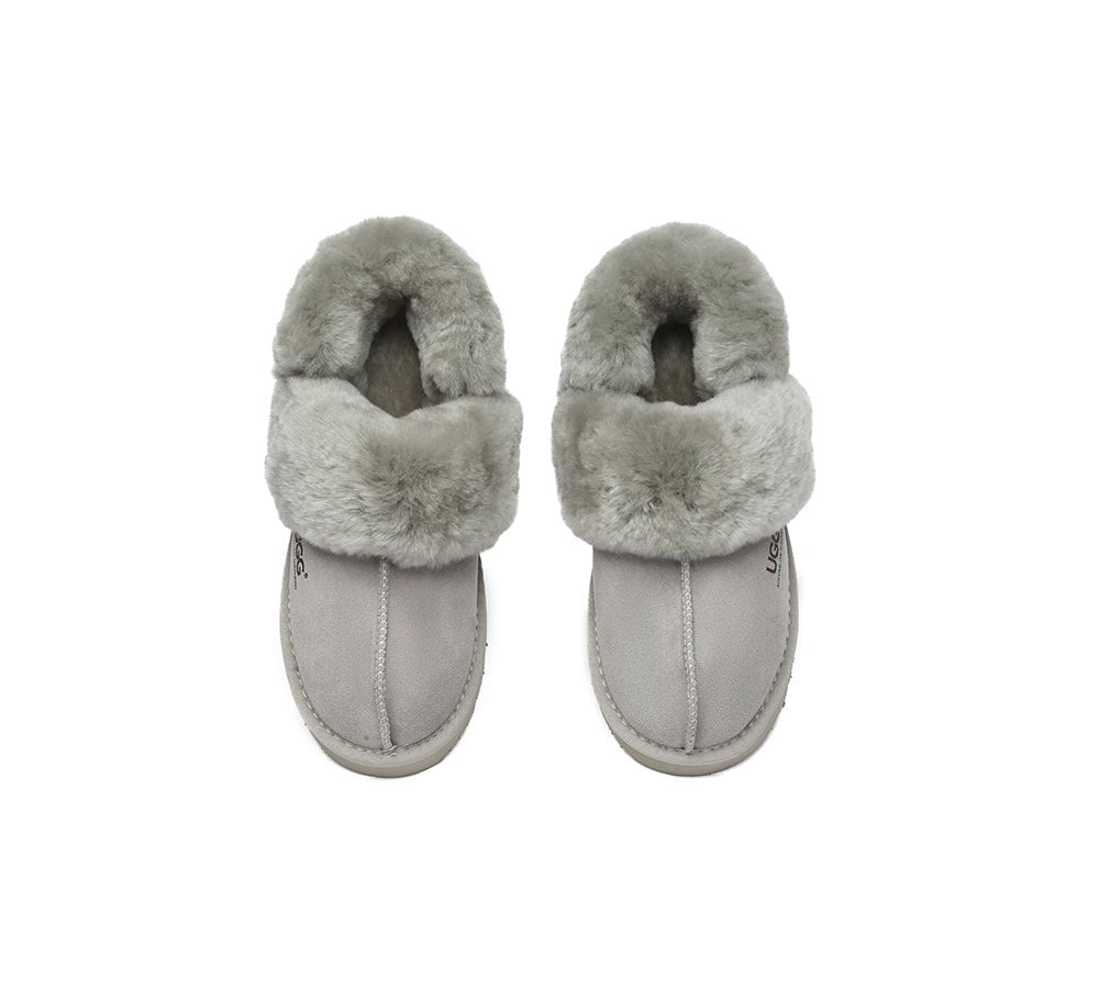 3 - Way Style UGG Women Slippers Removable Wool Strap Slingback Muffin Fluffy - UGG Slippers - Goat Grey - AU Ladies 4 / AU Men 2 / EU 35 - Uggoutlet