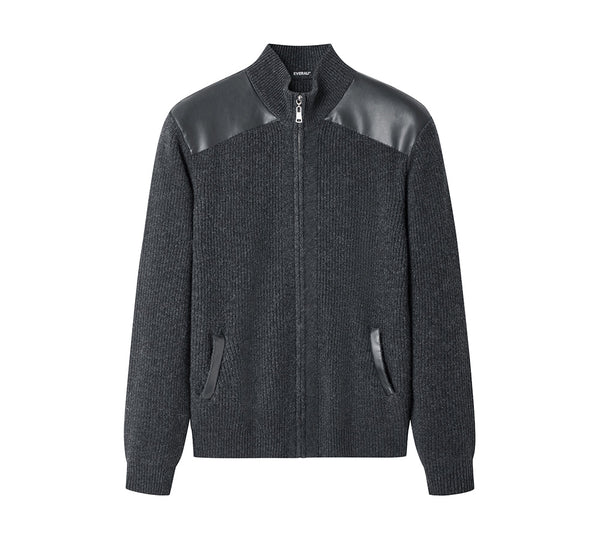 EVERAU® Wool Blend Zip-Up Jacket Stand Collar Urban Style Canver EVERAU