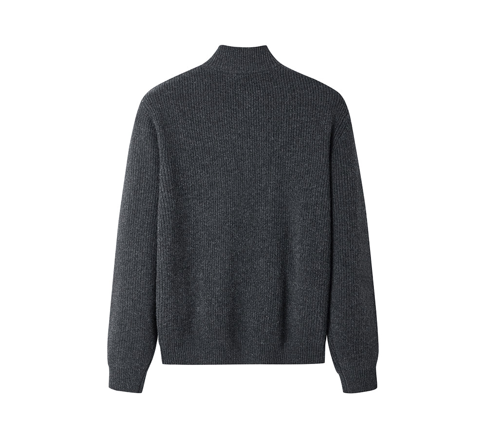 EVERAU® Wool Blend Zip-Up Jacket Stand Collar Urban Style Canver EVERAU