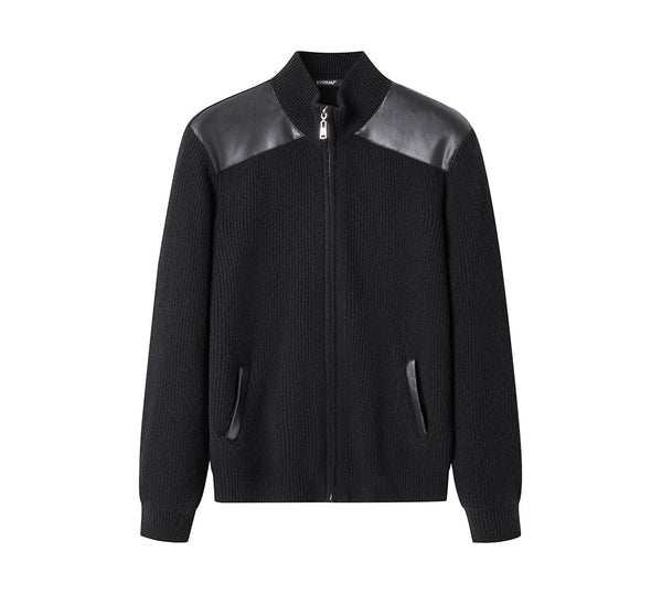 EVERAU® Wool Blend Zip-Up Jacket Stand Collar Urban Style Canver EVERAU