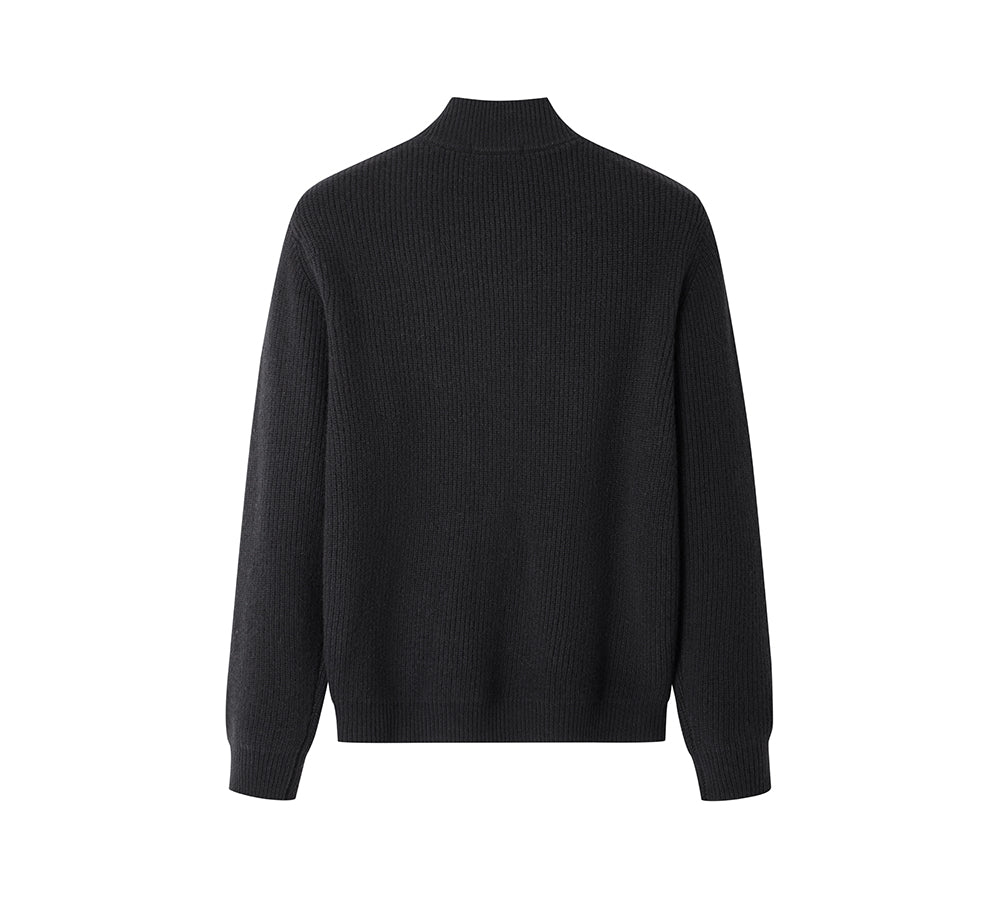 EVERAU® Wool Blend Zip-Up Jacket Stand Collar Urban Style Canver EVERAU