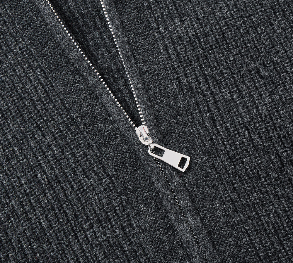 EVERAU® Wool Blend Zip-Up Jacket Stand Collar Urban Style Canver EVERAU