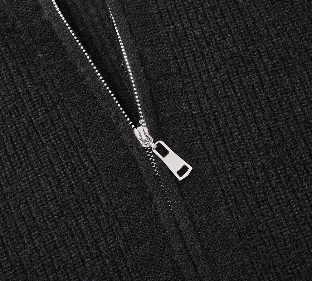 EVERAU® Wool Blend Zip-Up Jacket Stand Collar Urban Style Canver EVERAU