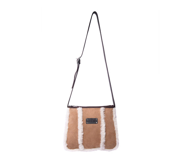 Women Sheepskin Wool Zip Shearling Lined Over Shoulder Bag - UGG EXPRESS