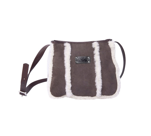 Women Sheepskin Wool Zip Shearling Lined Over Shoulder Bag - UGG EXPRESS