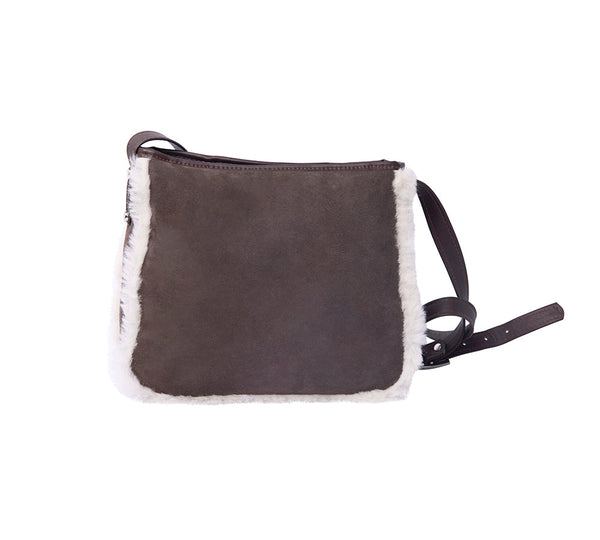 Women Sheepskin Wool Zip Shearling Lined Over Shoulder Bag - UGG EXPRESS