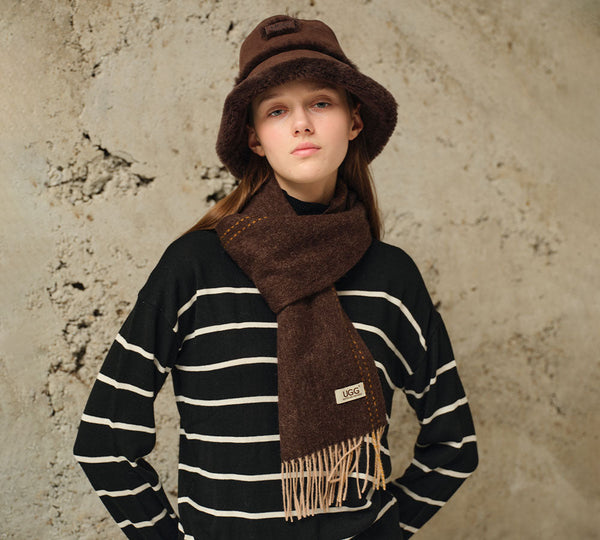 AUSTRALIAN SHEPHERD® Fluffy Sheepskin Wool Bucket Stacea Hat UGG AUSTRALIAN SHEPHERD