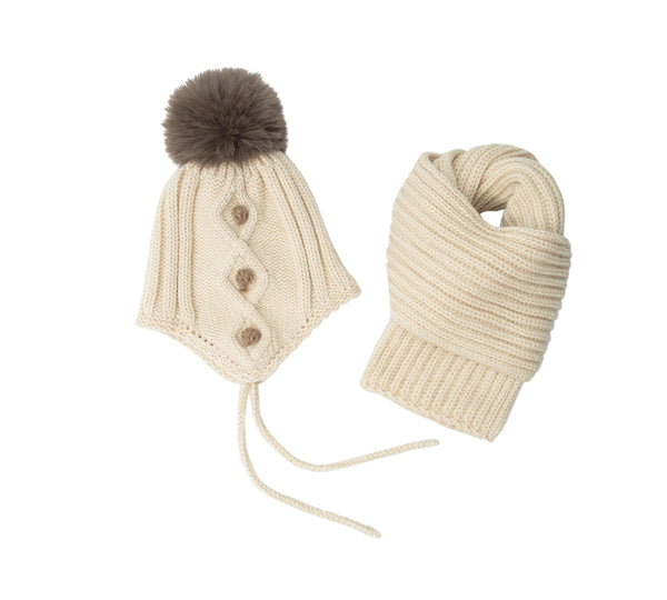 Kids Pom Pom Beanie and Scarf Gift Set Snell