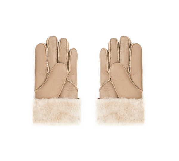 AUSTRALIAN SHEPHERD® Leather Fluffy Sheepskin Wool Stitching Gloves - UGG EXPRESS