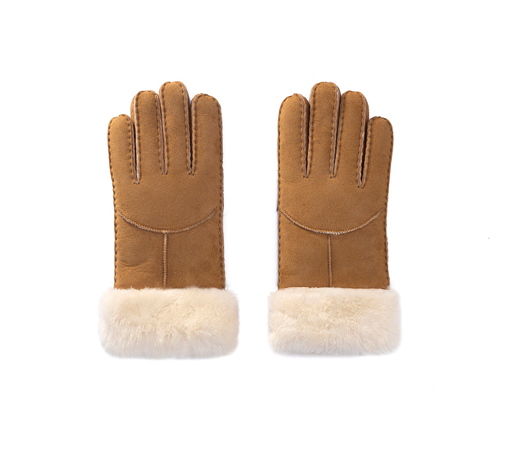 Women Fluffy Sheepskin Wool Gloves Warm Winter Mittens Stacey