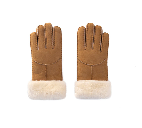EVERAU® Ladies Gloves Fluffy Sheepskin Wool Stacey - UGG EXPRESS